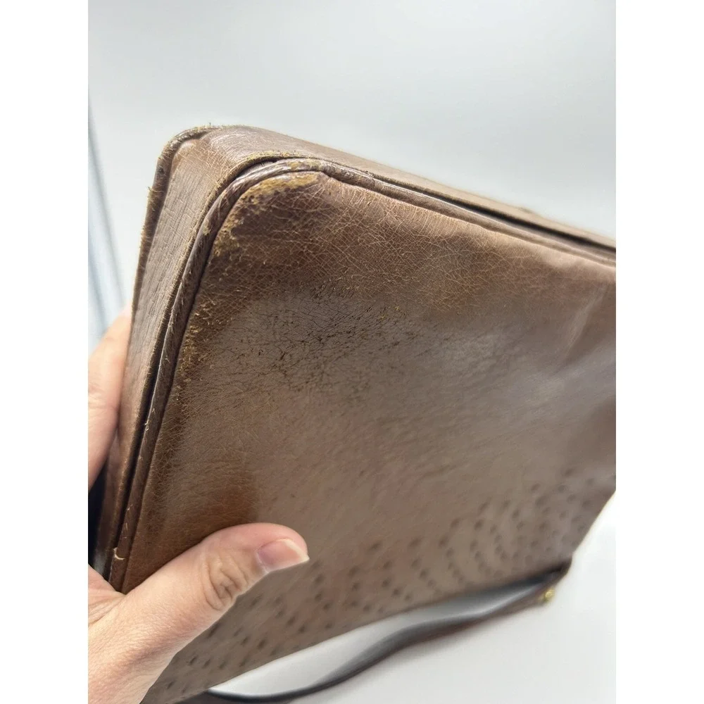 South African Genuine Ostrich Leather Brown Kango Adjustable Handbag Purse READ